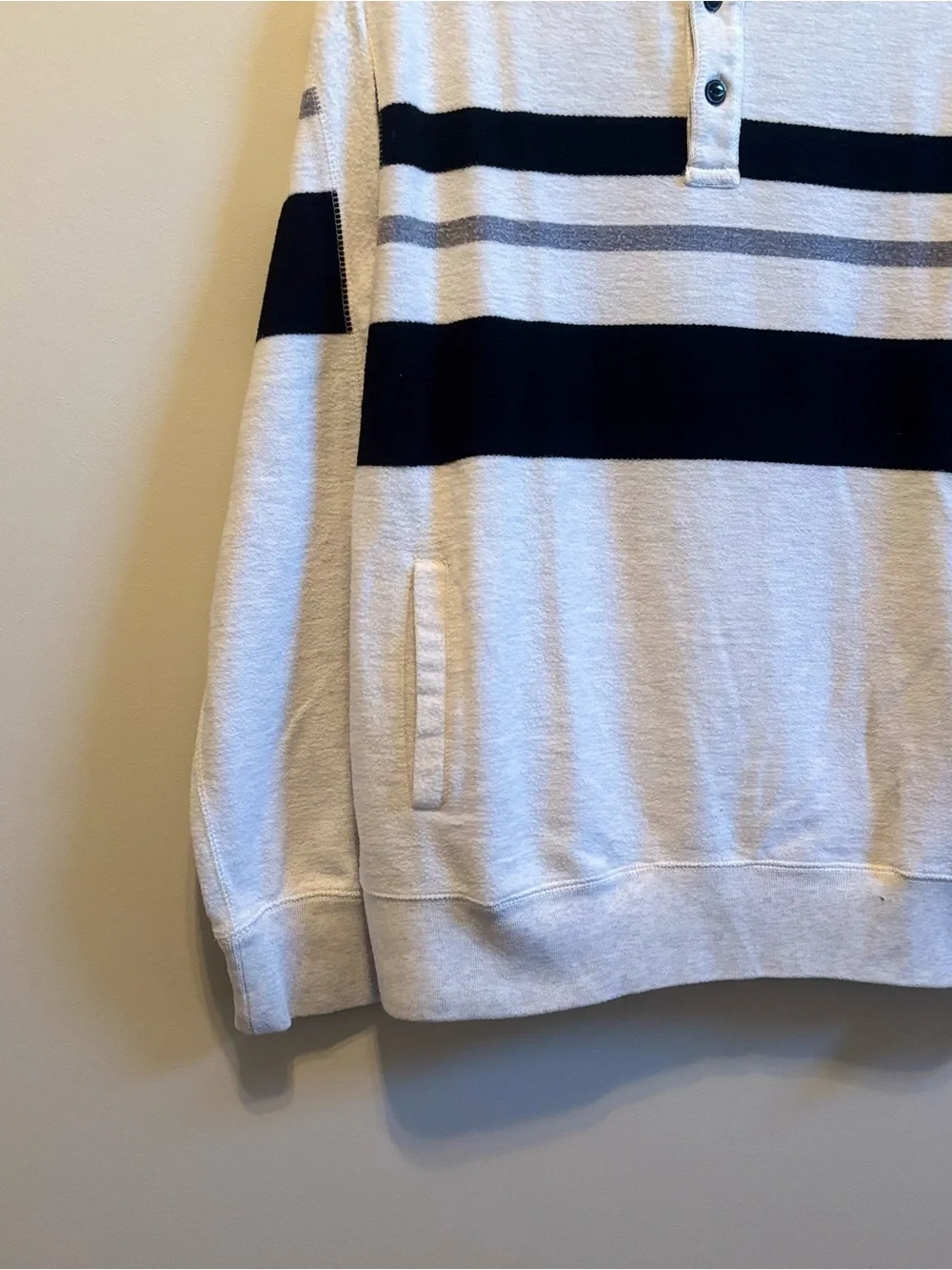VTG 90s Chaps Cream and Navy Striped Mock Neck Sweater